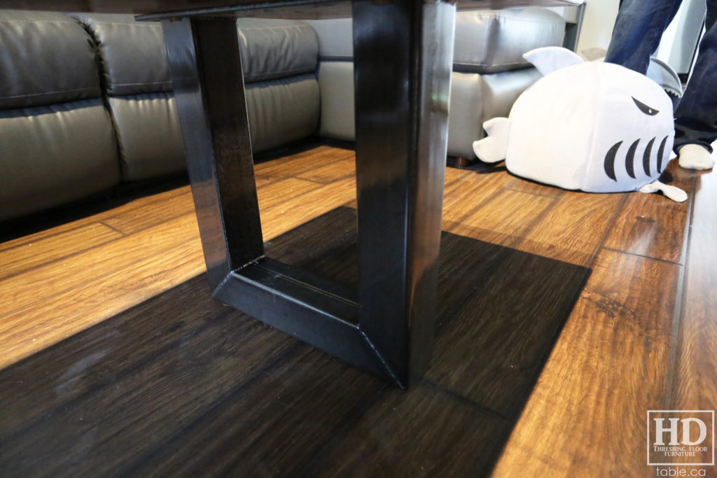 Metal Base Coffee Table made from Ontario Barnwood by HD Threshing Floor Furniture / www.table.ca