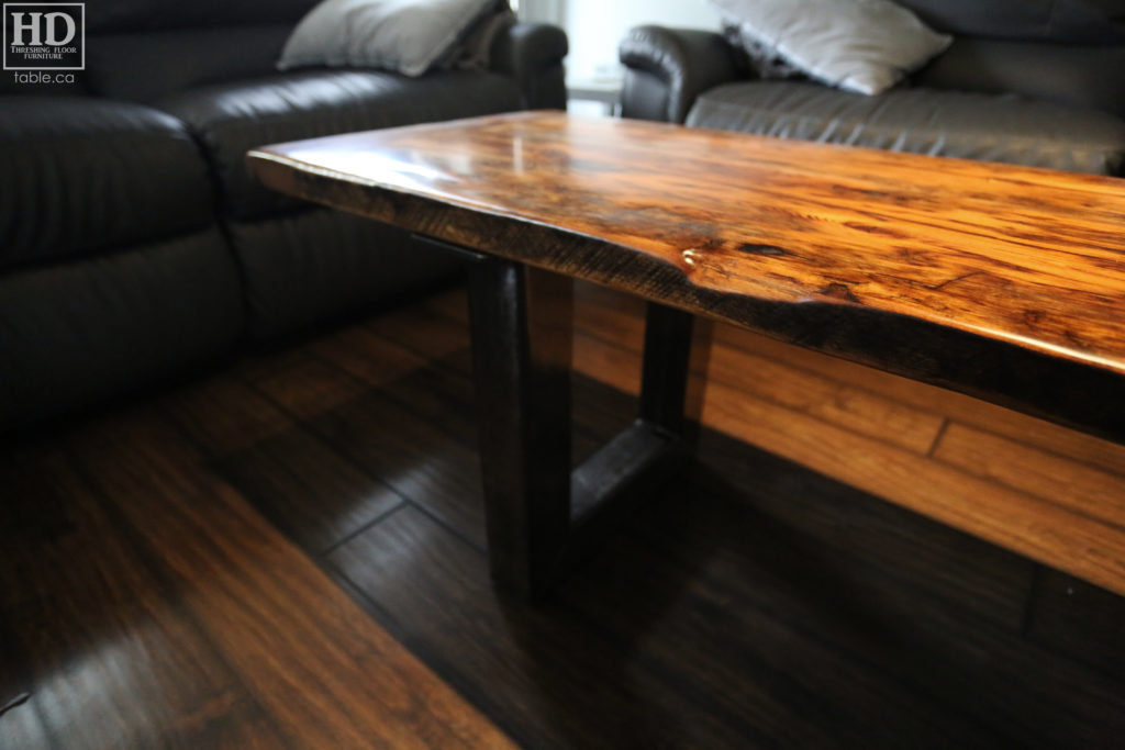 Metal Base Coffee Table made from Ontario Barnwood by HD Threshing Floor Furniture / www.table.ca