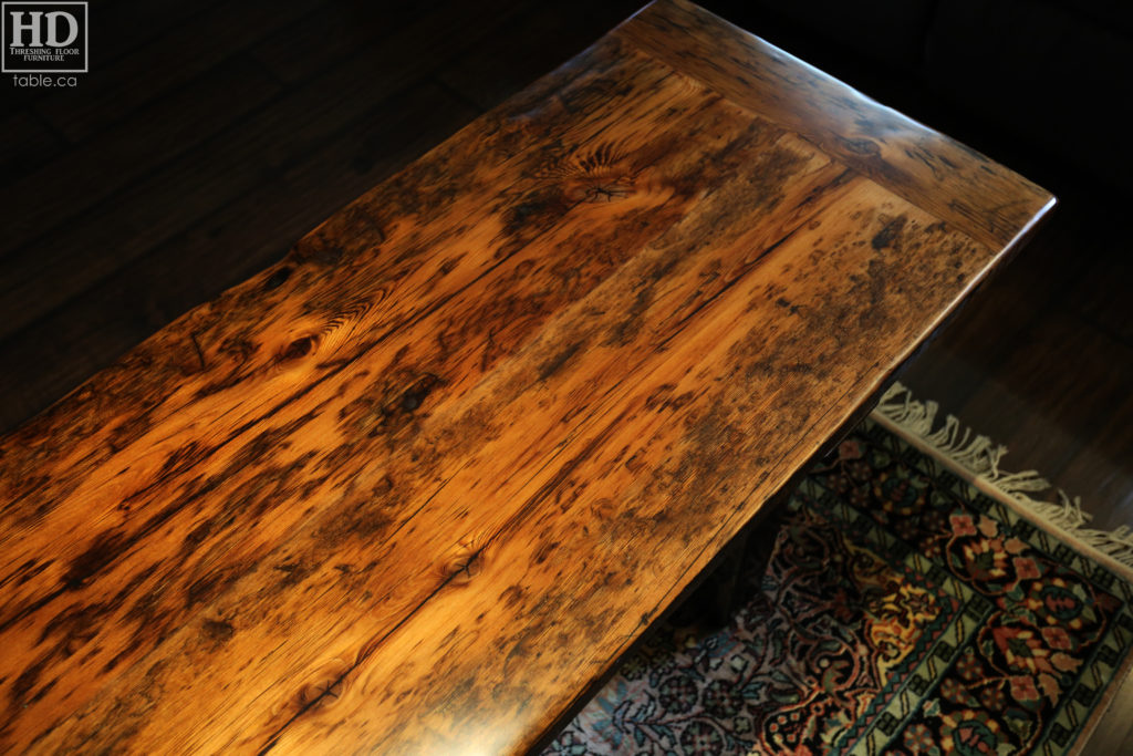 Metal Base Coffee Table made from Ontario Barnwood by HD Threshing Floor Furniture / www.table.ca