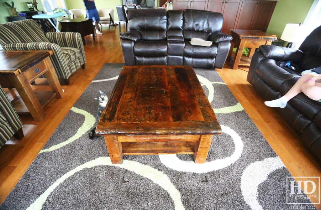 Rustic Coffee Table made from Ontario Reclaimed Wood Barn by HD Threshing Floor Furniture / www.table.ca