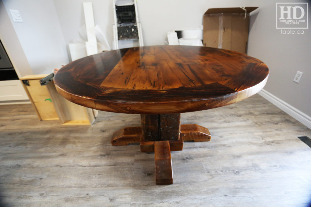 Barnboard Round Table made from Ontario Barnwood by HD Threshing Floor Furniture / www.table.ca