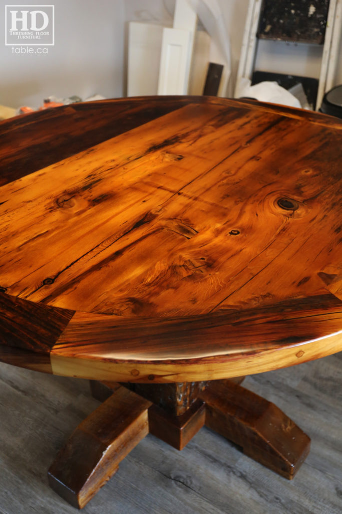 Barnboard Round Table made from Ontario Barnwood by HD Threshing Floor Furniture / www.table.ca