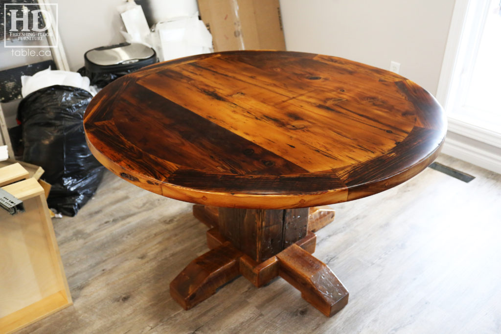 Barnboard Round Table made from Ontario Barnwood by HD Threshing Floor Furniture / www.table.ca