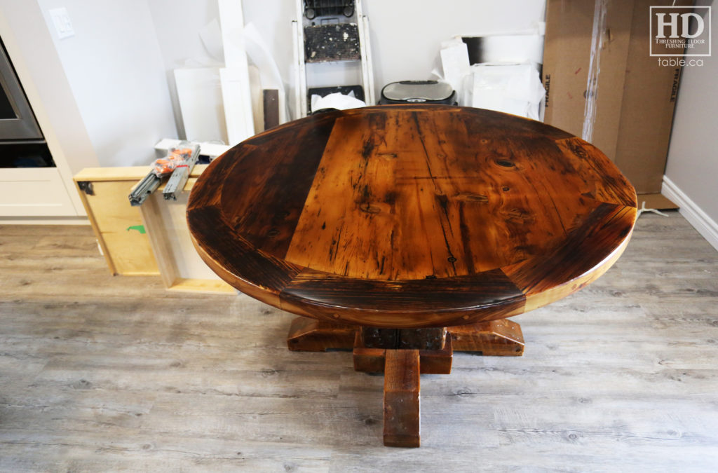 Barnboard Round Table made from Ontario Barnwood by HD Threshing Floor Furniture / www.table.ca