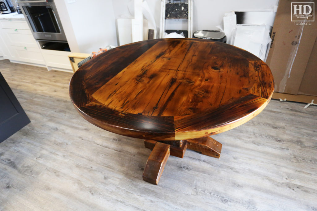 Barnboard Round Table made from Ontario Barnwood by HD Threshing Floor Furniture / www.table.ca