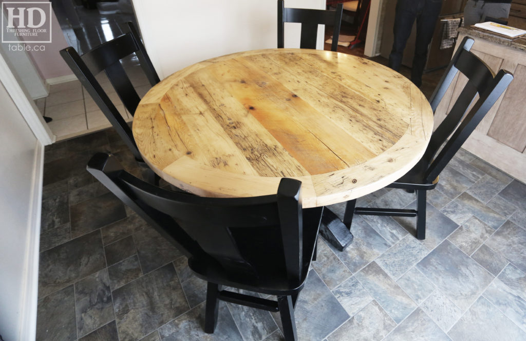 Round Table made from Reclaimed Wood by HD Threshing Floor Furniture with Bleached Greytone Treatment / www.table.ca