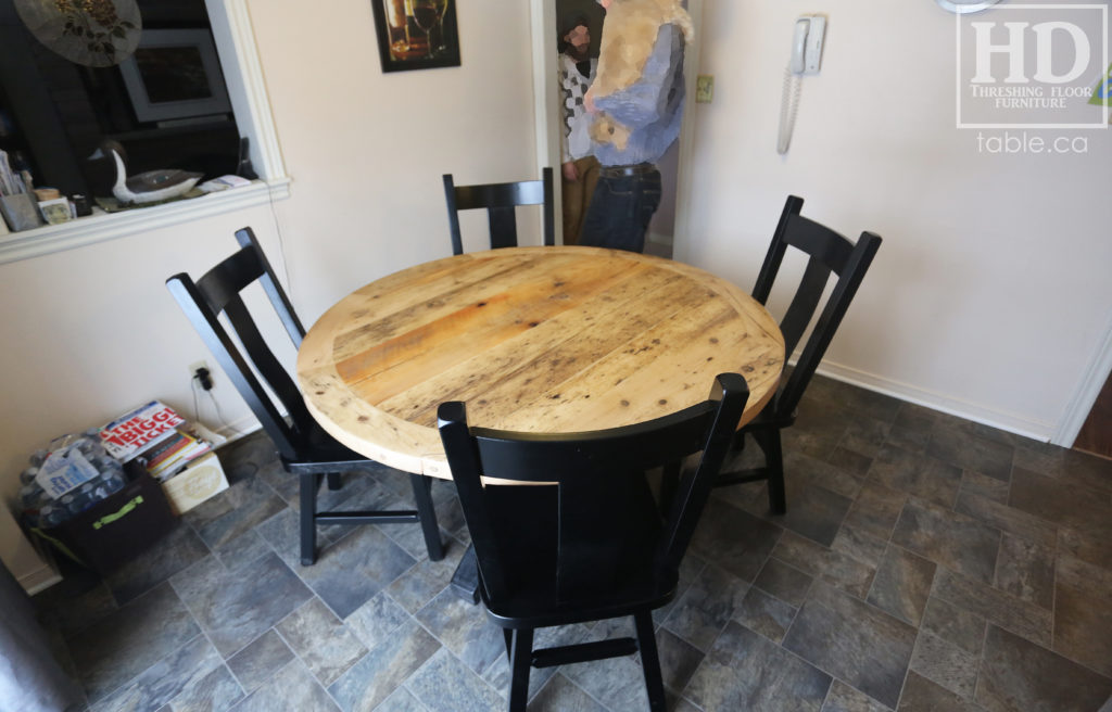 Round Table made from Reclaimed Wood by HD Threshing Floor Furniture with Bleached Greytone Treatment / www.table.ca