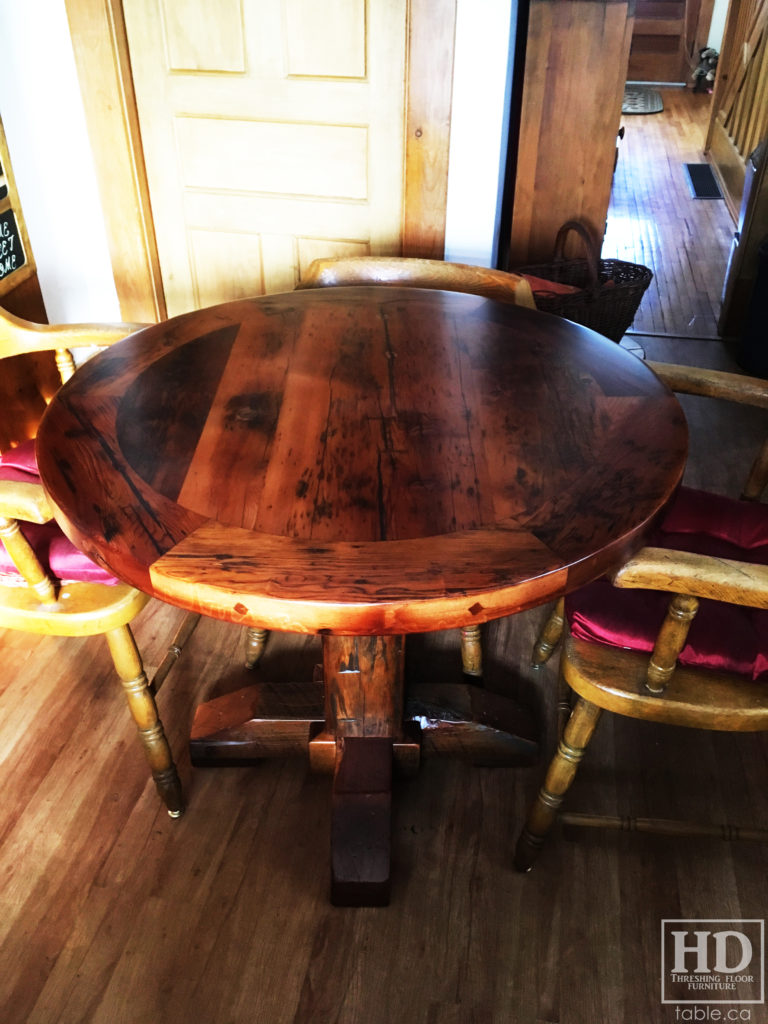 Cottage Round Table made from Ontario Barnwood by HD Threshing Floor Furniture / www.table.ca