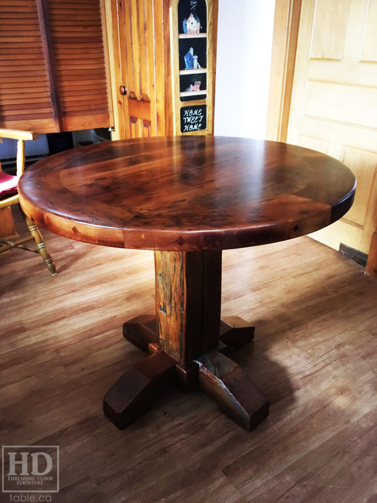 Cottage Round Table made from Ontario Barnwood by HD Threshing Floor Furniture / www.table.ca