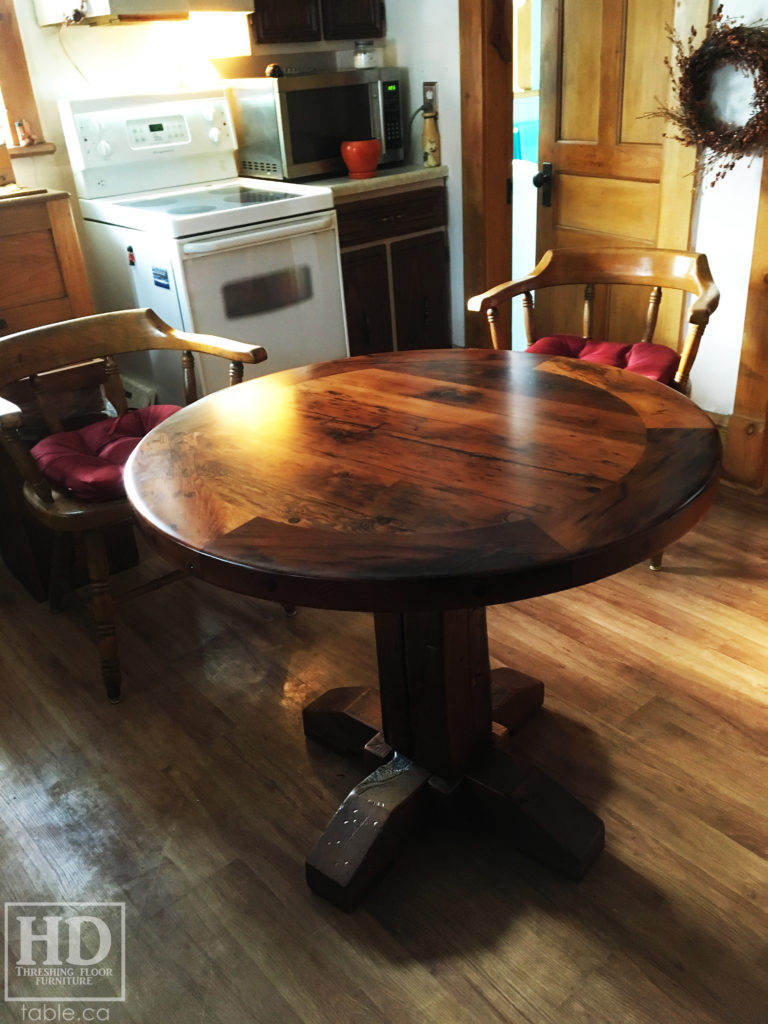 Cottage Round Table made from Ontario Barnwood by HD Threshing Floor Furniture / www.table.ca