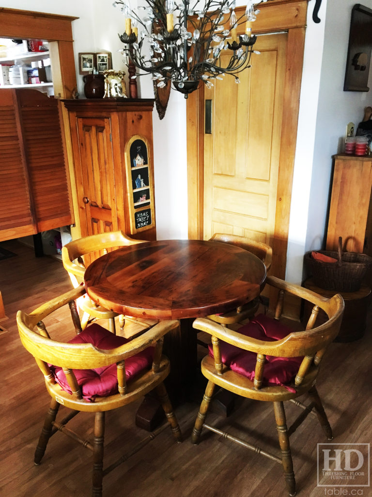 Cottage Round Table made from Ontario Barnwood by HD Threshing Floor Furniture / www.table.ca