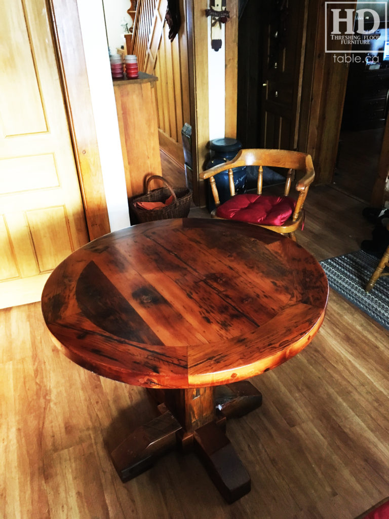 Cottage Round Table made from Ontario Barnwood by HD Threshing Floor Furniture / www.table.ca