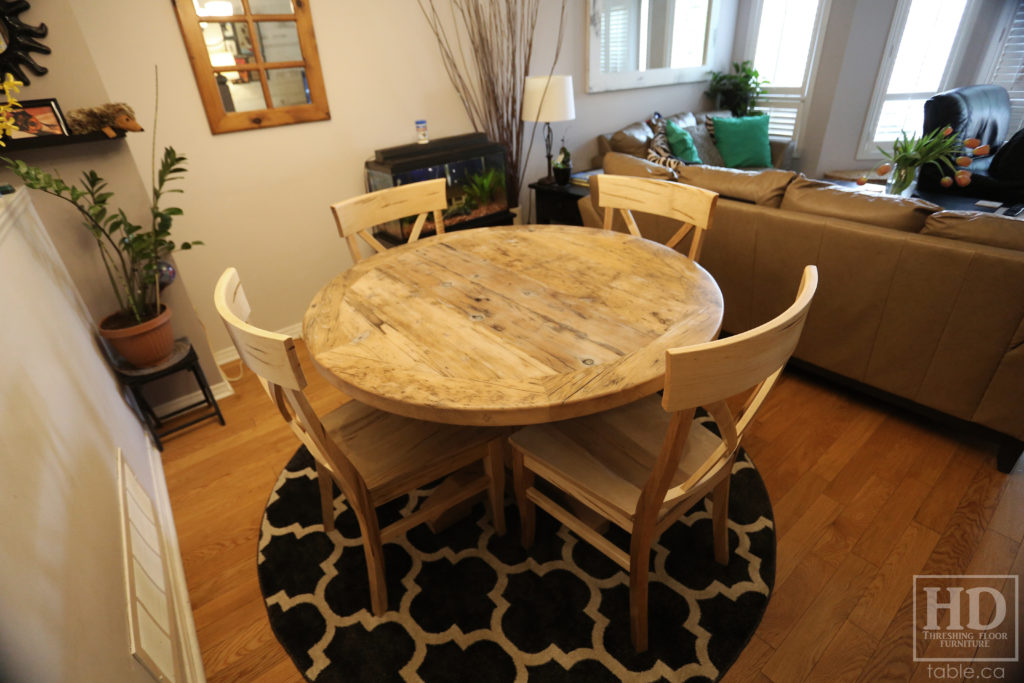 Grey Round Table made from Reclaimed Ontario Barnwood by HD Threshing Floor Furniture / www.table.ca