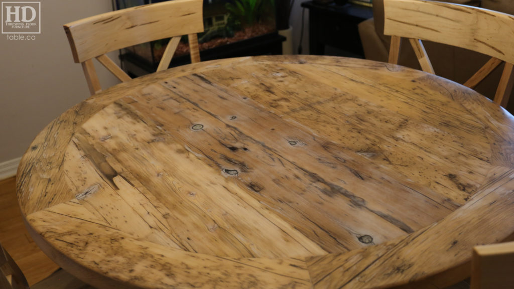 Grey Round Table made from Reclaimed Ontario Barnwood by HD Threshing Floor Furniture / www.table.ca