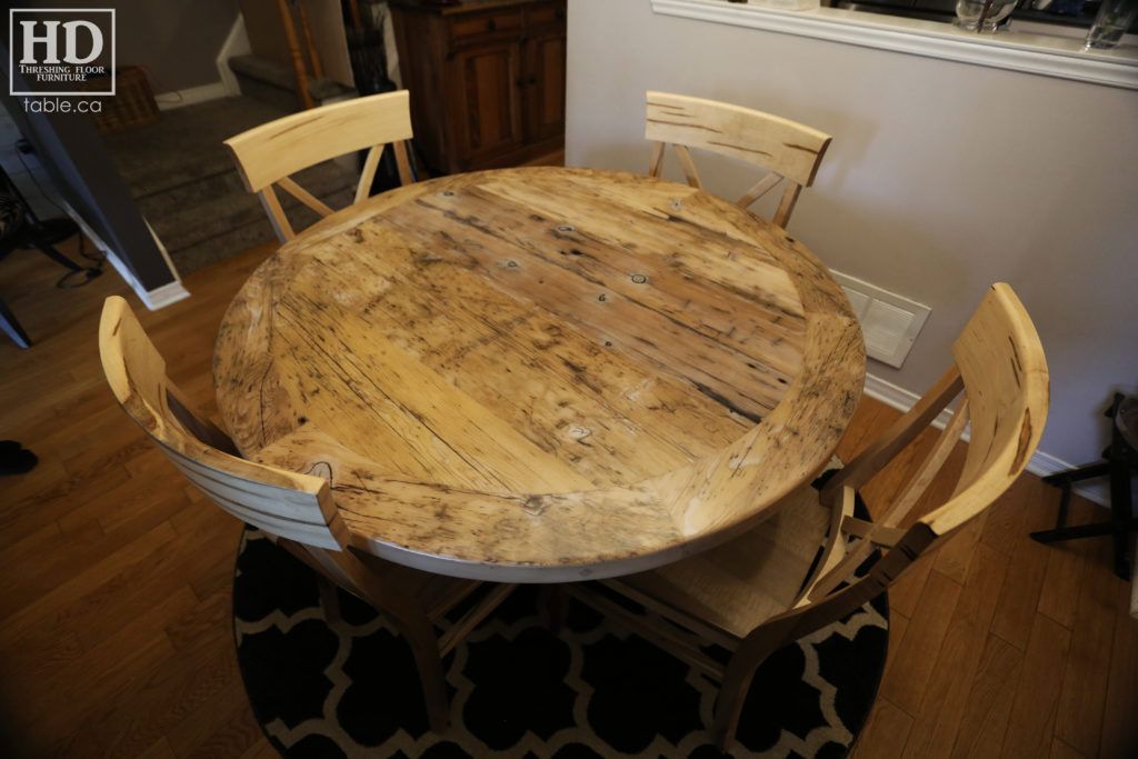 Grey Round Table made from Reclaimed Ontario Barnwood by HD Threshing Floor Furniture / www.table.ca