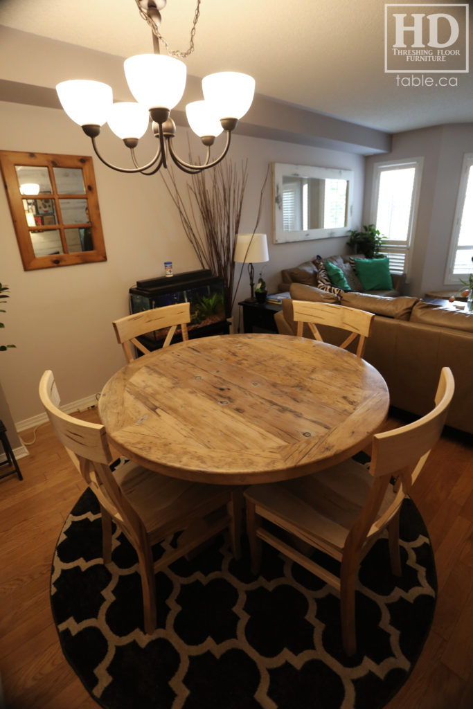 Grey Round Table made from Reclaimed Ontario Barnwood by HD Threshing Floor Furniture / www.table.ca