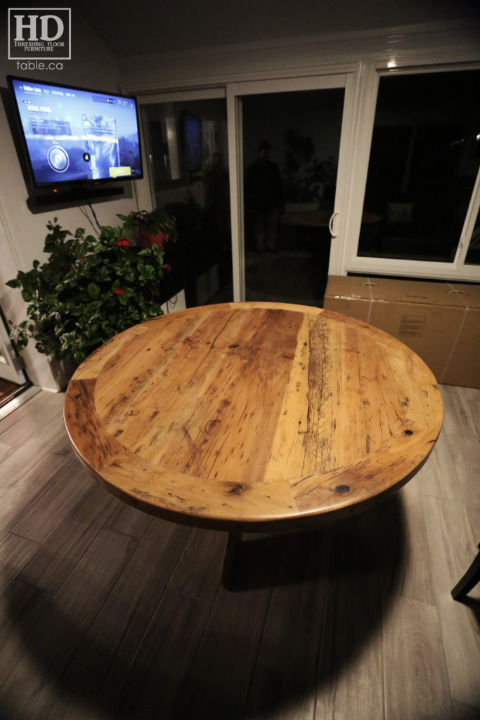 Modern Reclaimed Wood Round Table with X Base / www.table.ca