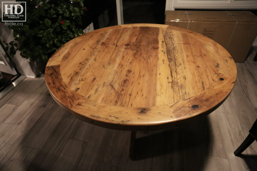 Modern Reclaimed Wood Round Table with X Base / www.table.ca