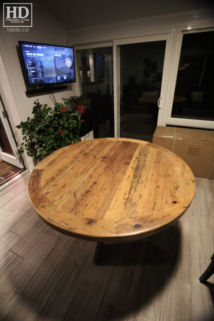 Modern Reclaimed Wood Round Table with X Base / www.table.ca