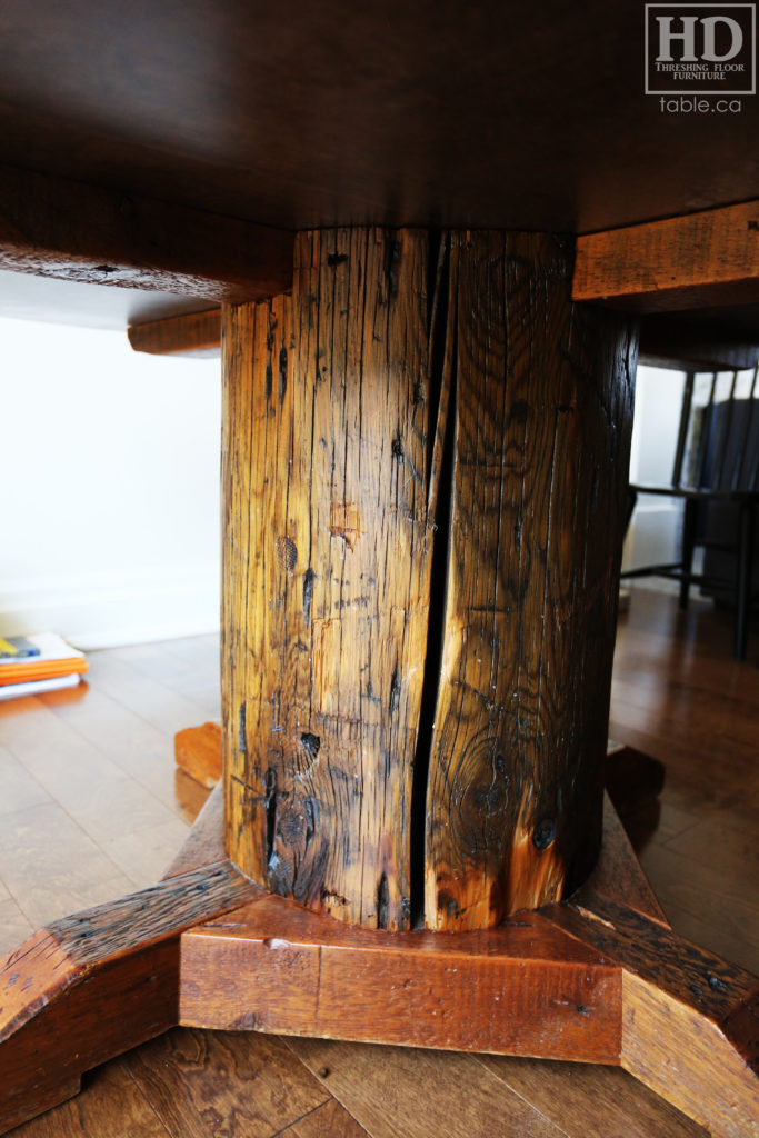 Pine Round Table made from Reclaimed Old-Growth Ontario Barnwood by HD Threshing Floor Furniture / www.table.ca