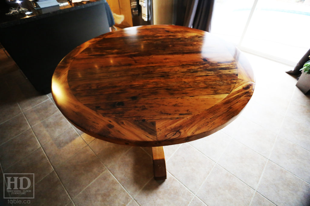 Rustic Round Table made from Ontario Barnwood by HD Threshing Floor Furniture / www.table.ca