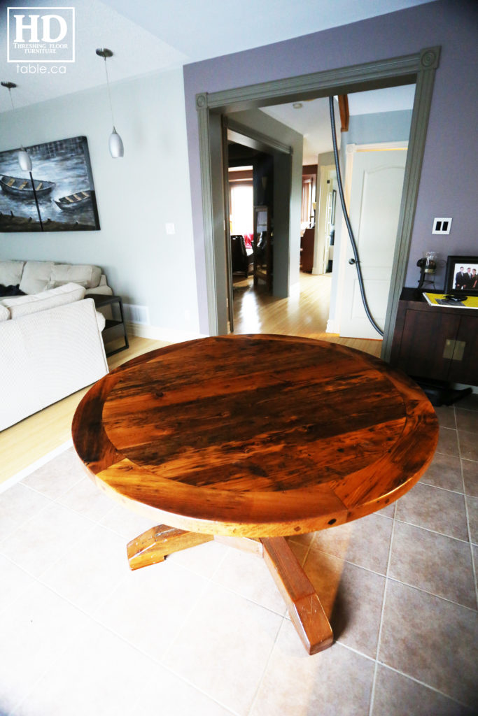 Rustic Round Table made from Ontario Barnwood by HD Threshing Floor Furniture / www.table.ca