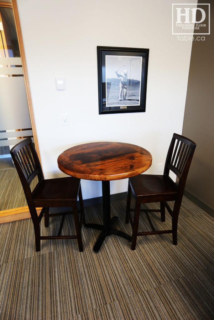 Small Round Table made from Ontario Salvaged Barnwood by HD Threshing Floor Furniture / www.table.ca