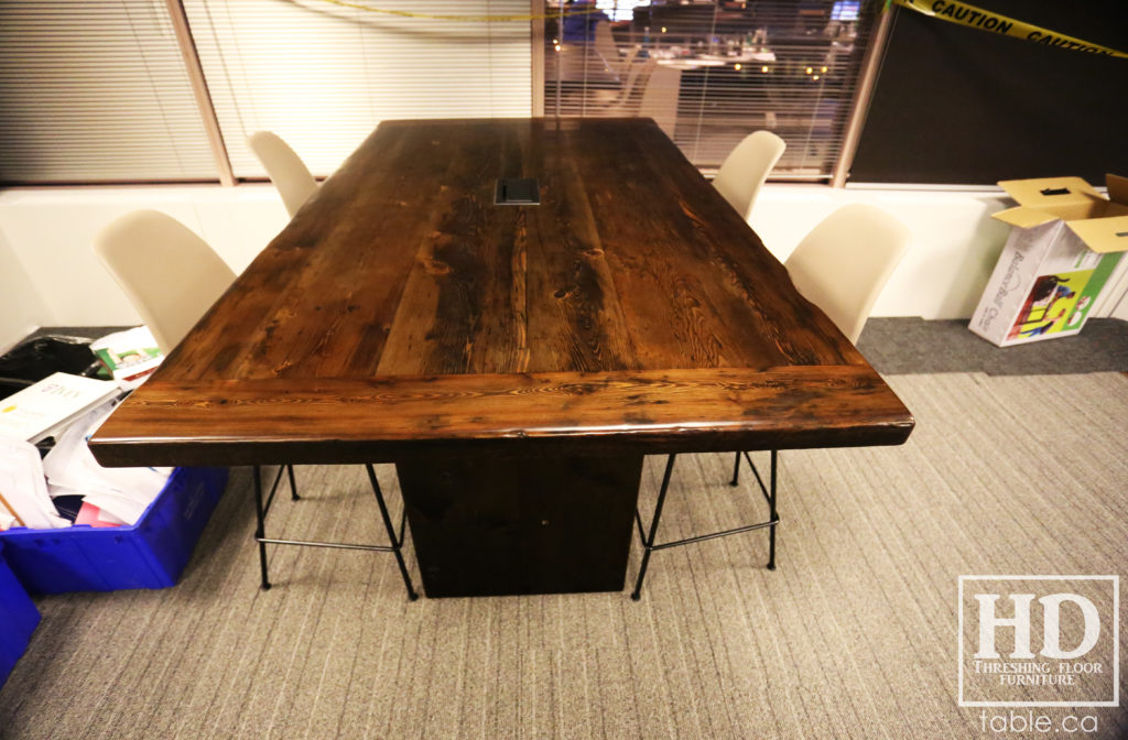 Reclaimed Wood Boardroom Table with Black Stain Treatment by HD Threshing Floor Furniture / www.table.ca