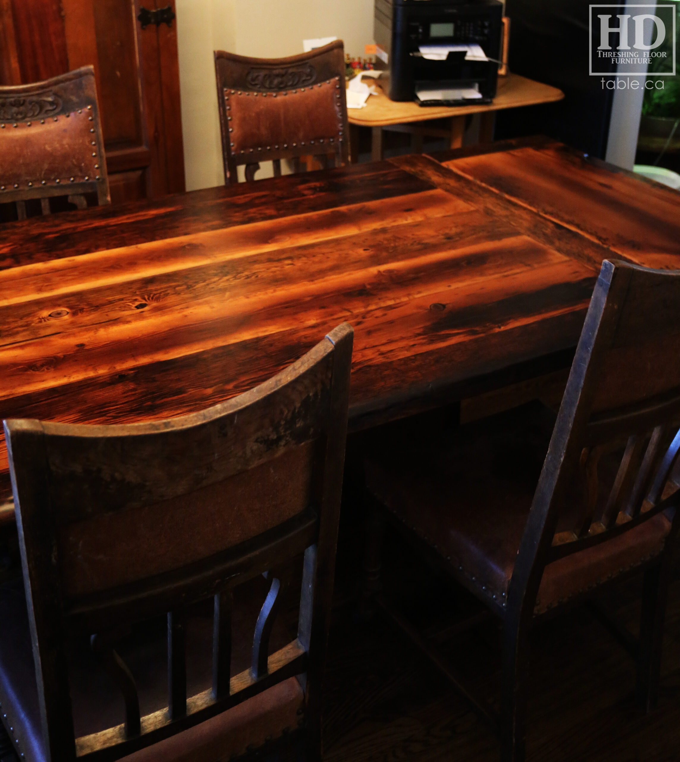 Reclaimed Wood Table with Epoxy + Polyurethane Finish by HD Threshing Floor Furniture / www.table.ca