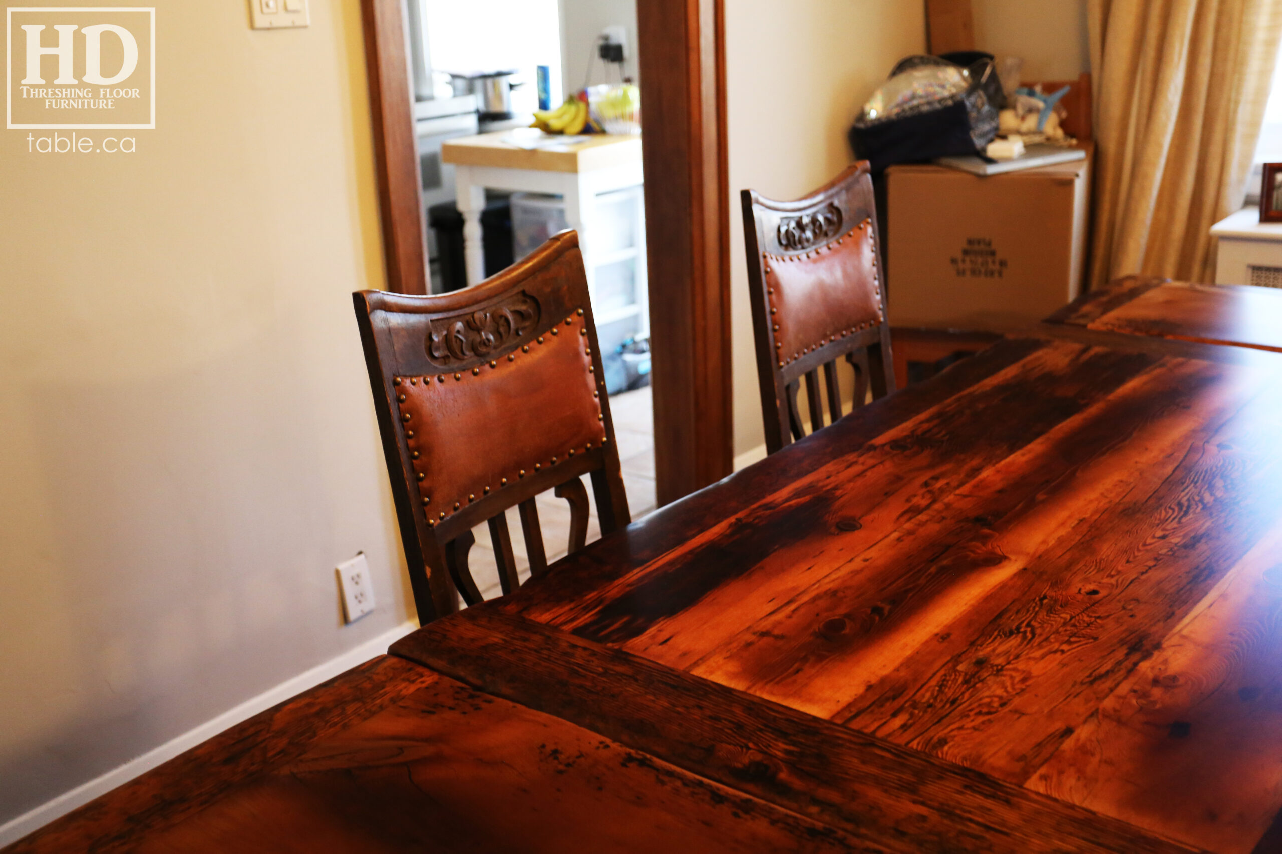 Reclaimed Wood Table with Epoxy + Polyurethane Finish by HD Threshing Floor Furniture / www.table.ca