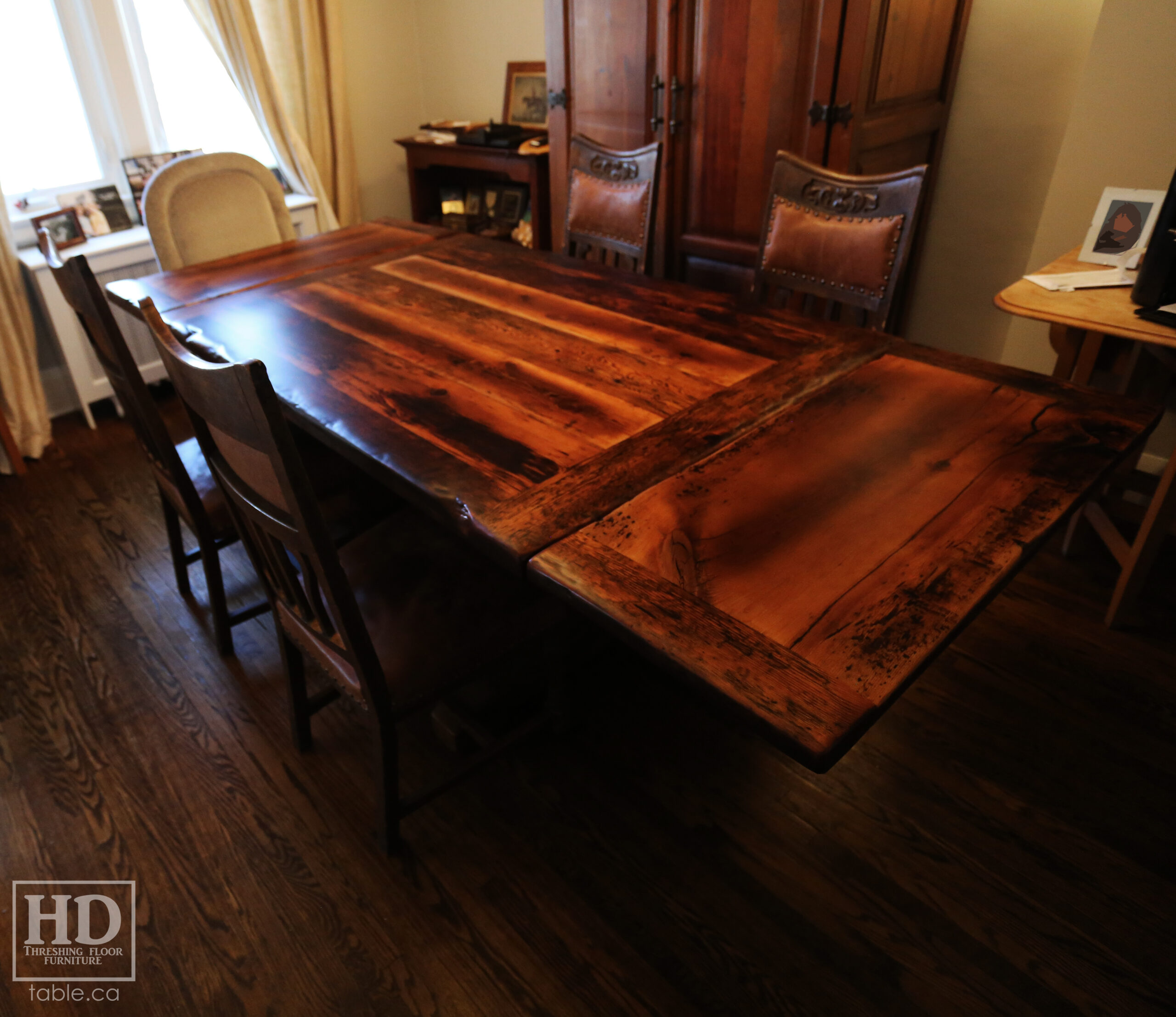 Reclaimed Wood Table with Epoxy + Polyurethane Finish by HD Threshing Floor Furniture / www.table.ca