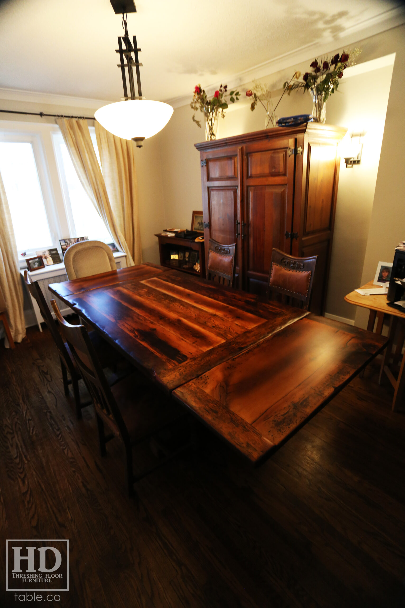 Reclaimed Wood Table with Epoxy + Polyurethane Finish by HD Threshing Floor Furniture / www.table.ca