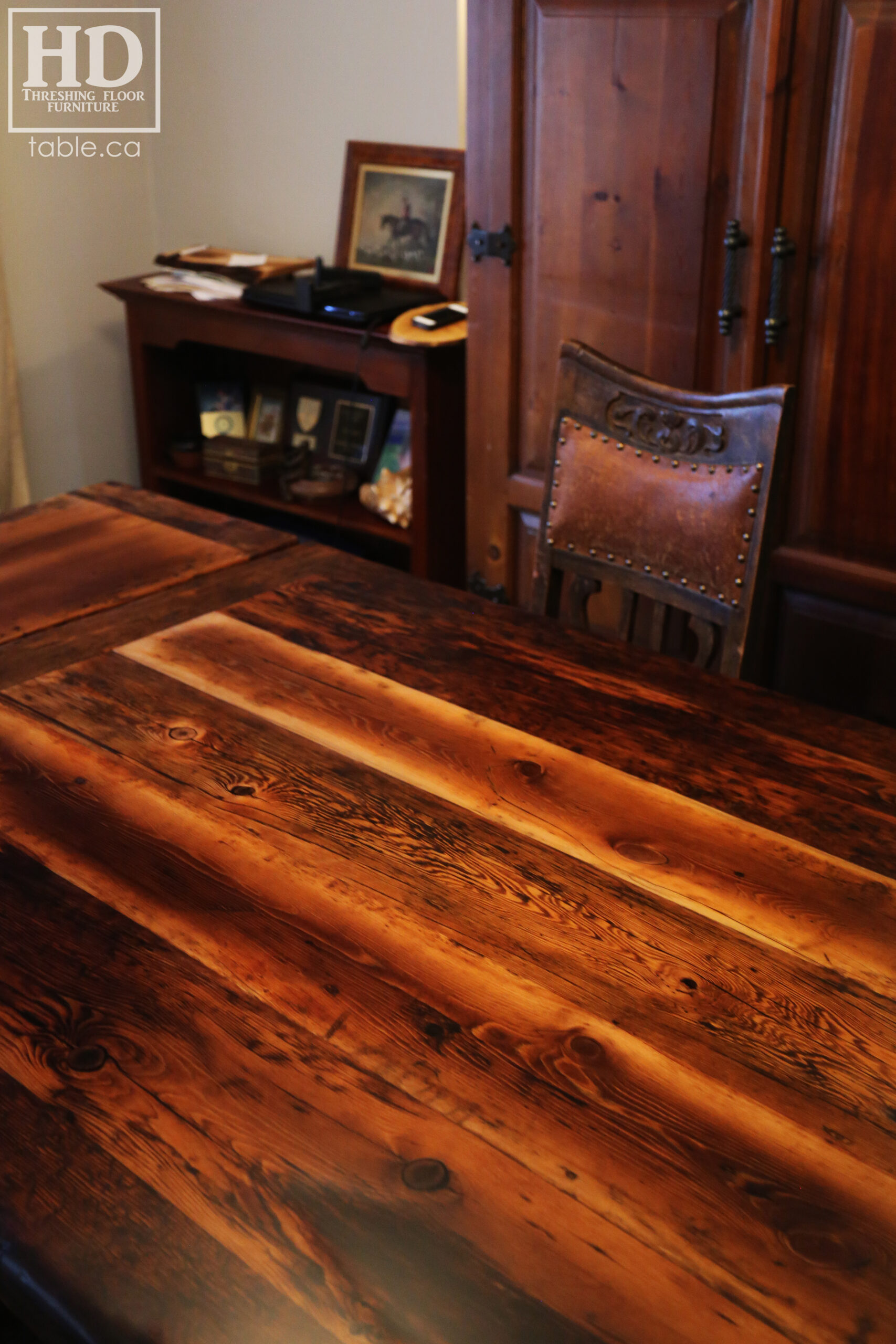 Reclaimed Wood Table with Epoxy + Polyurethane Finish by HD Threshing Floor Furniture / www.table.ca