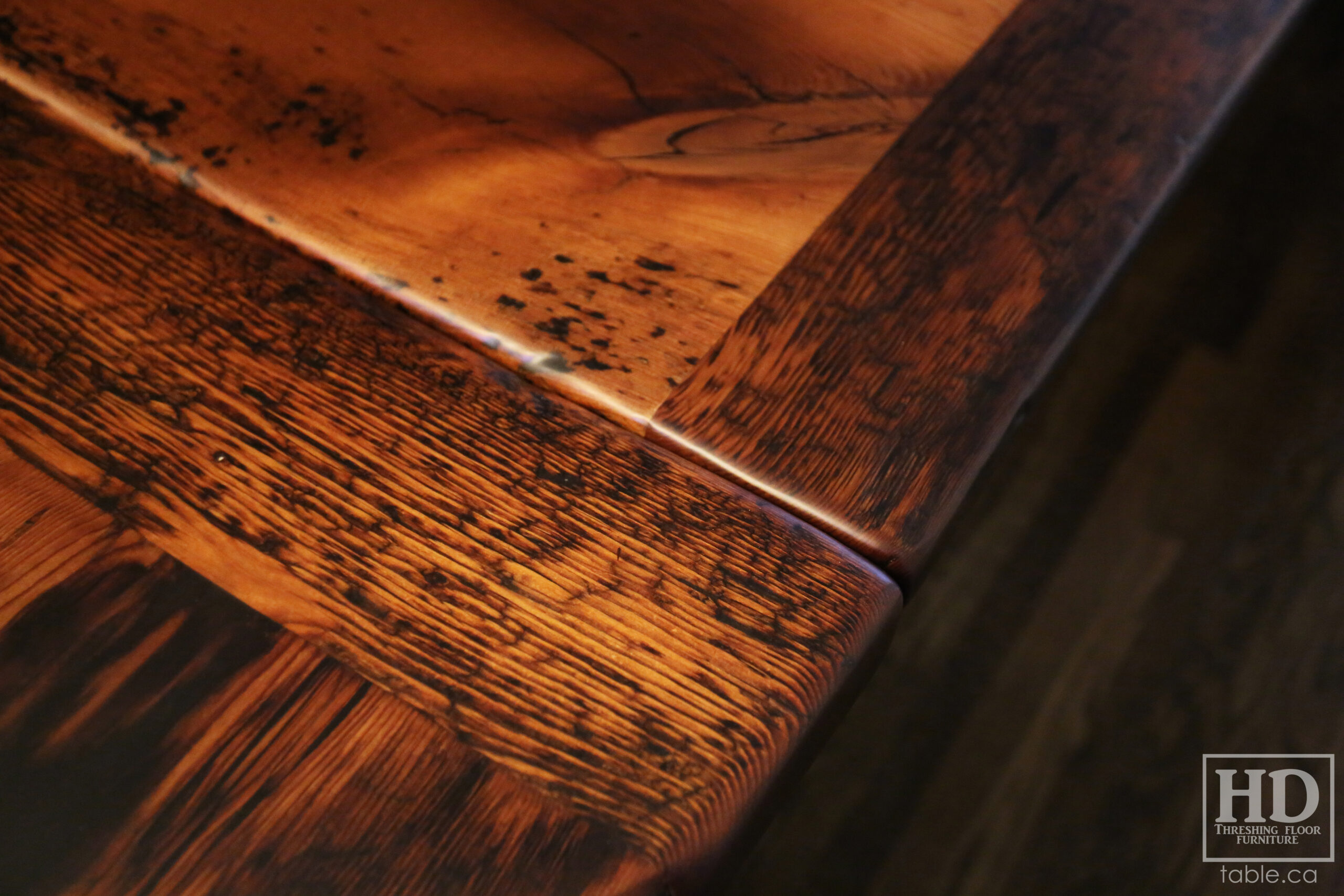 Reclaimed Wood Table with Epoxy + Polyurethane Finish by HD Threshing Floor Furniture / www.table.ca