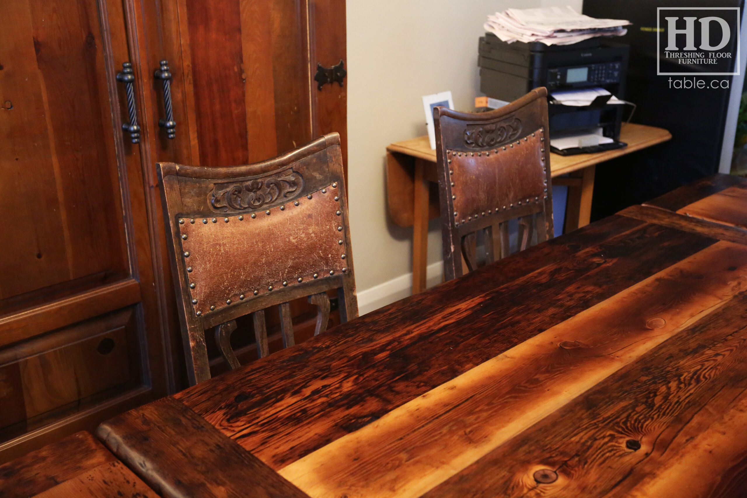 Reclaimed Wood Table with Epoxy + Polyurethane Finish by HD Threshing Floor Furniture / www.table.ca