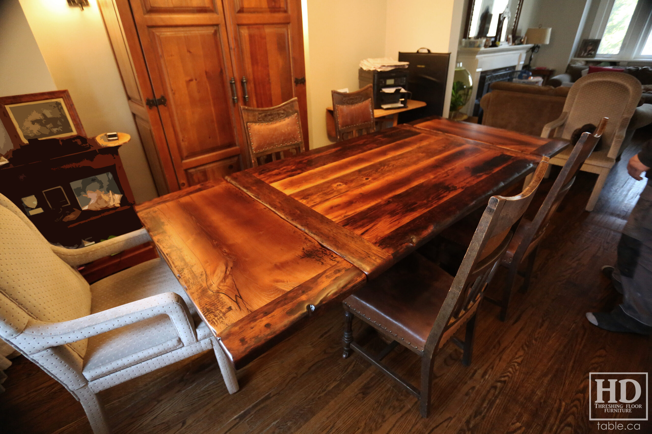 Reclaimed Wood Table with Epoxy + Polyurethane Finish by HD Threshing Floor Furniture / www.table.ca