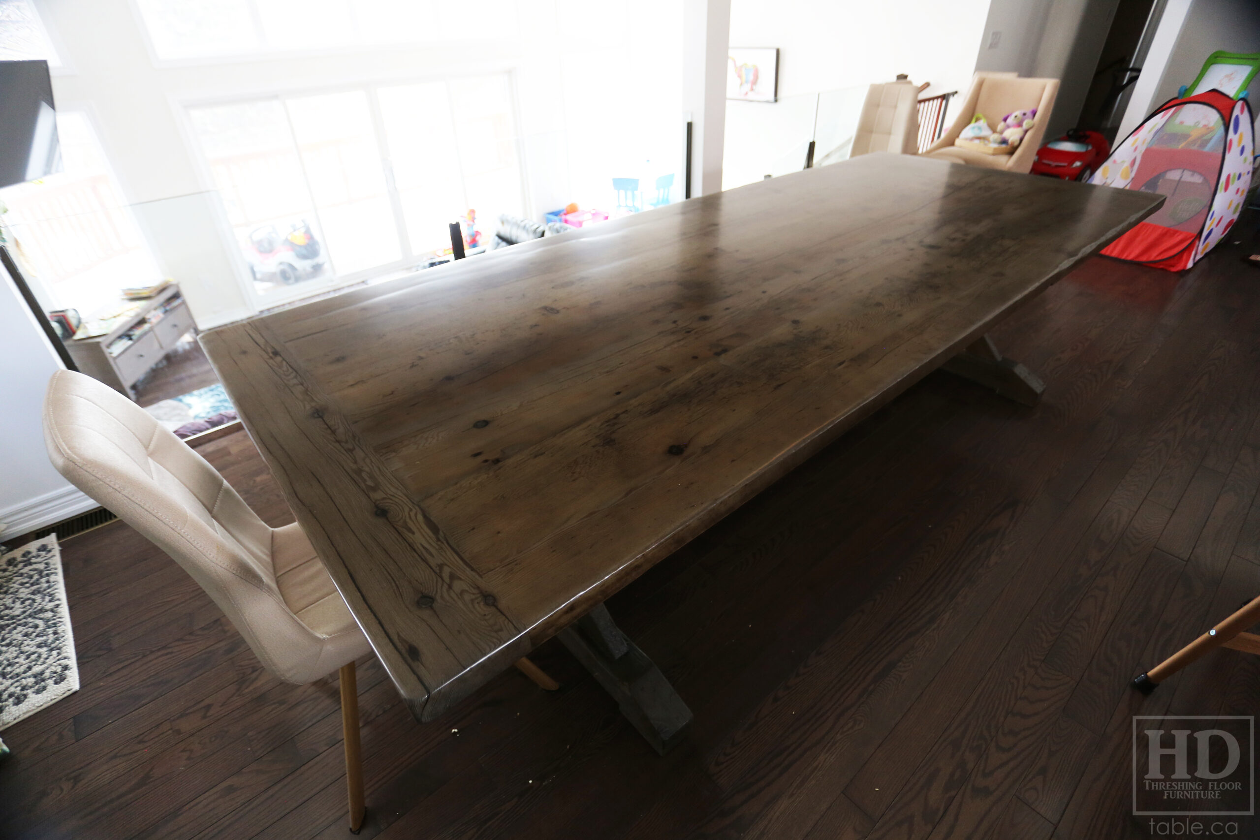 Custom Reclaimed Wood Table with Black Stain Treatment by HD Threshing Floor Furniture / www.table.ca