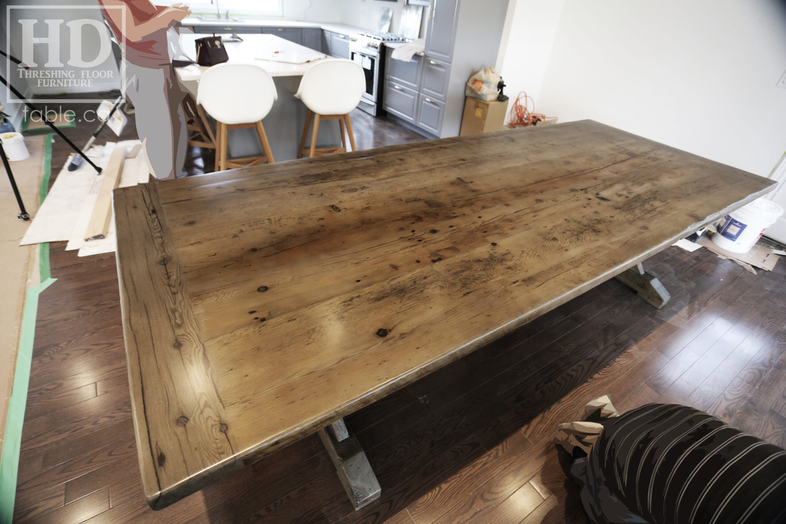 Custom Reclaimed Wood Table with Black Stain Treatment by HD Threshing Floor Furniture / www.table.ca