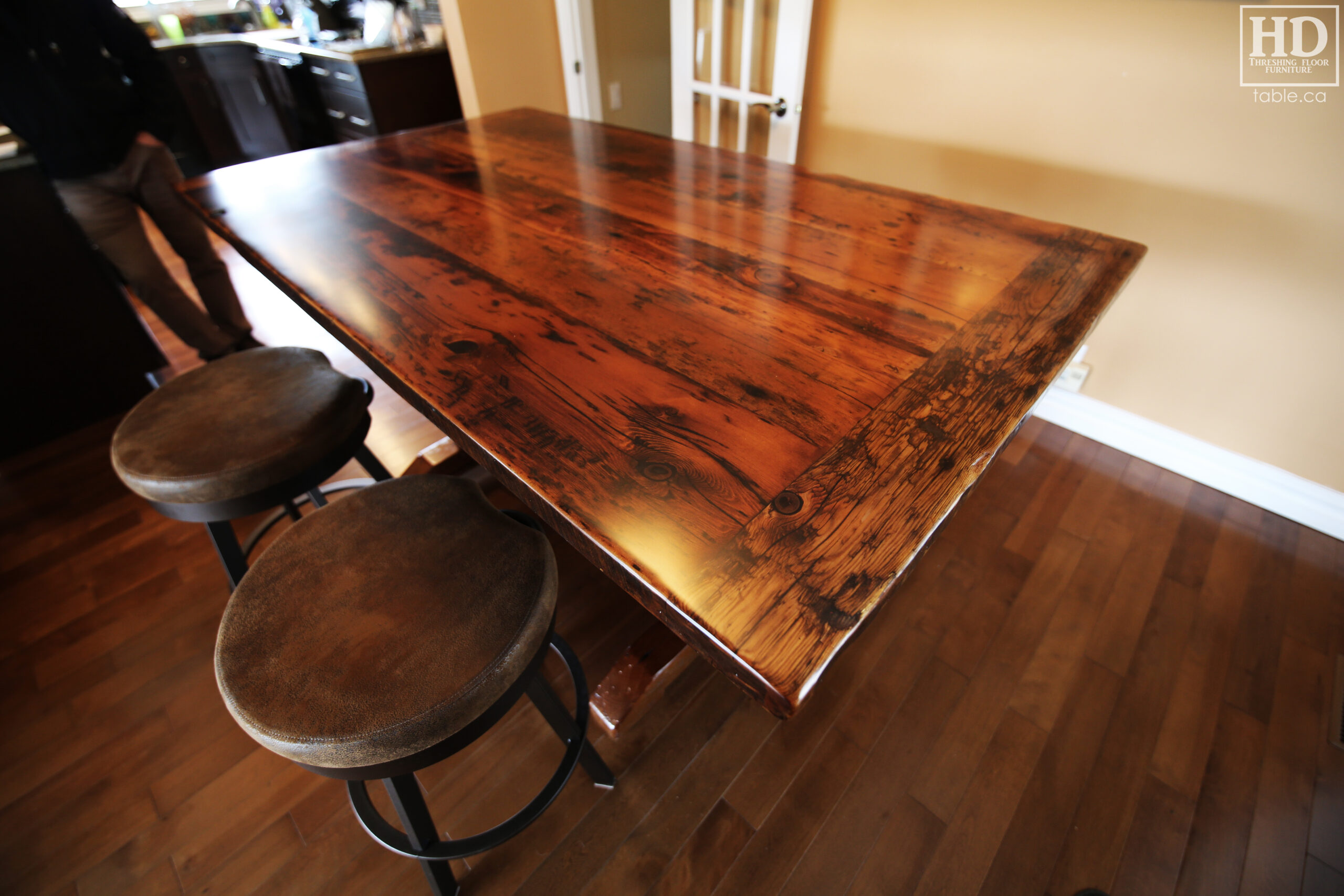 Counter Height Reclaimed Wood Table by HD Threshing Floor Furniture / www.table.ca