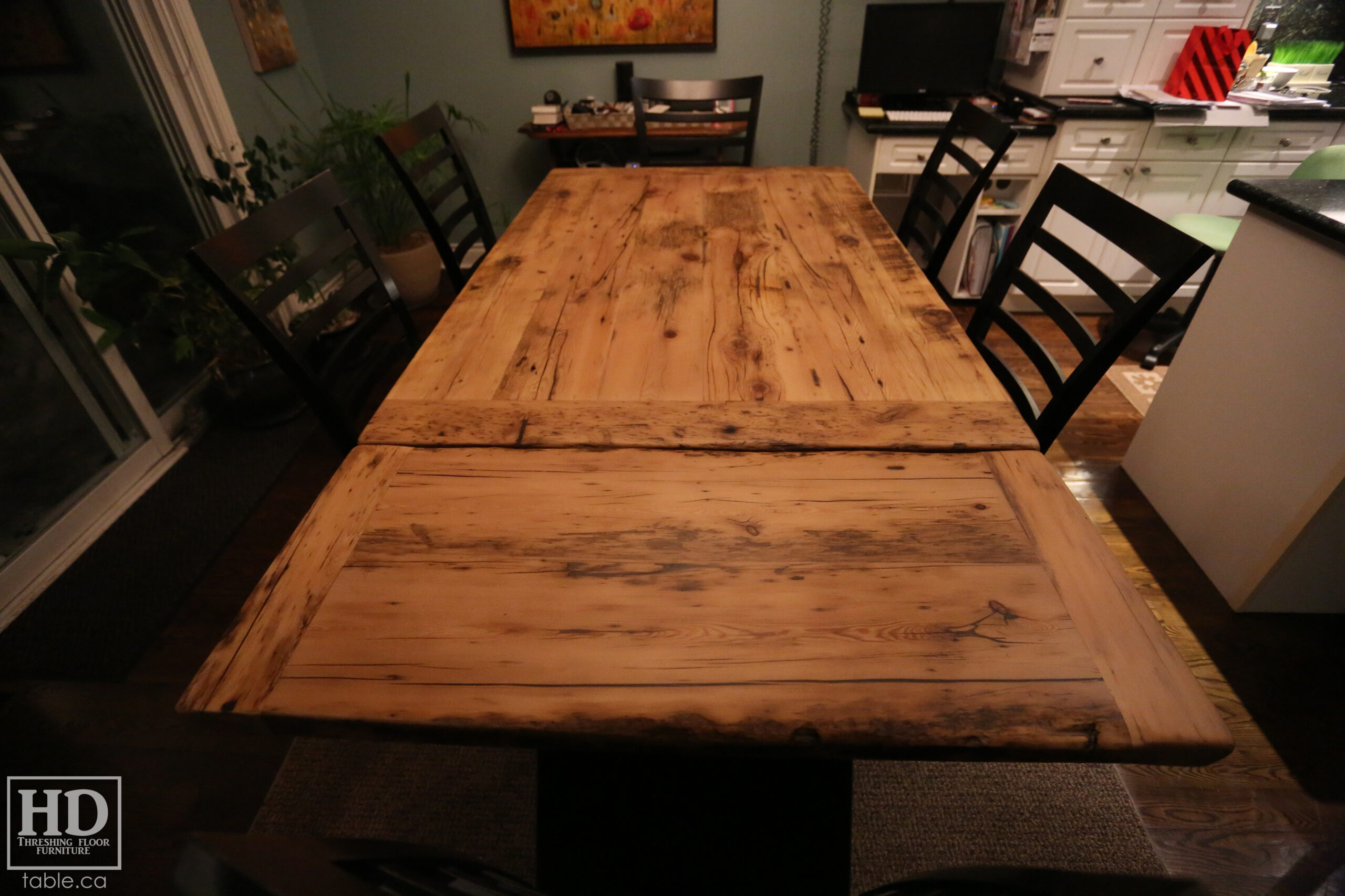 Custom Reclaimed Wood Table with Epoxy Finish by HD Threshing Floor Furniture / www.table.ca