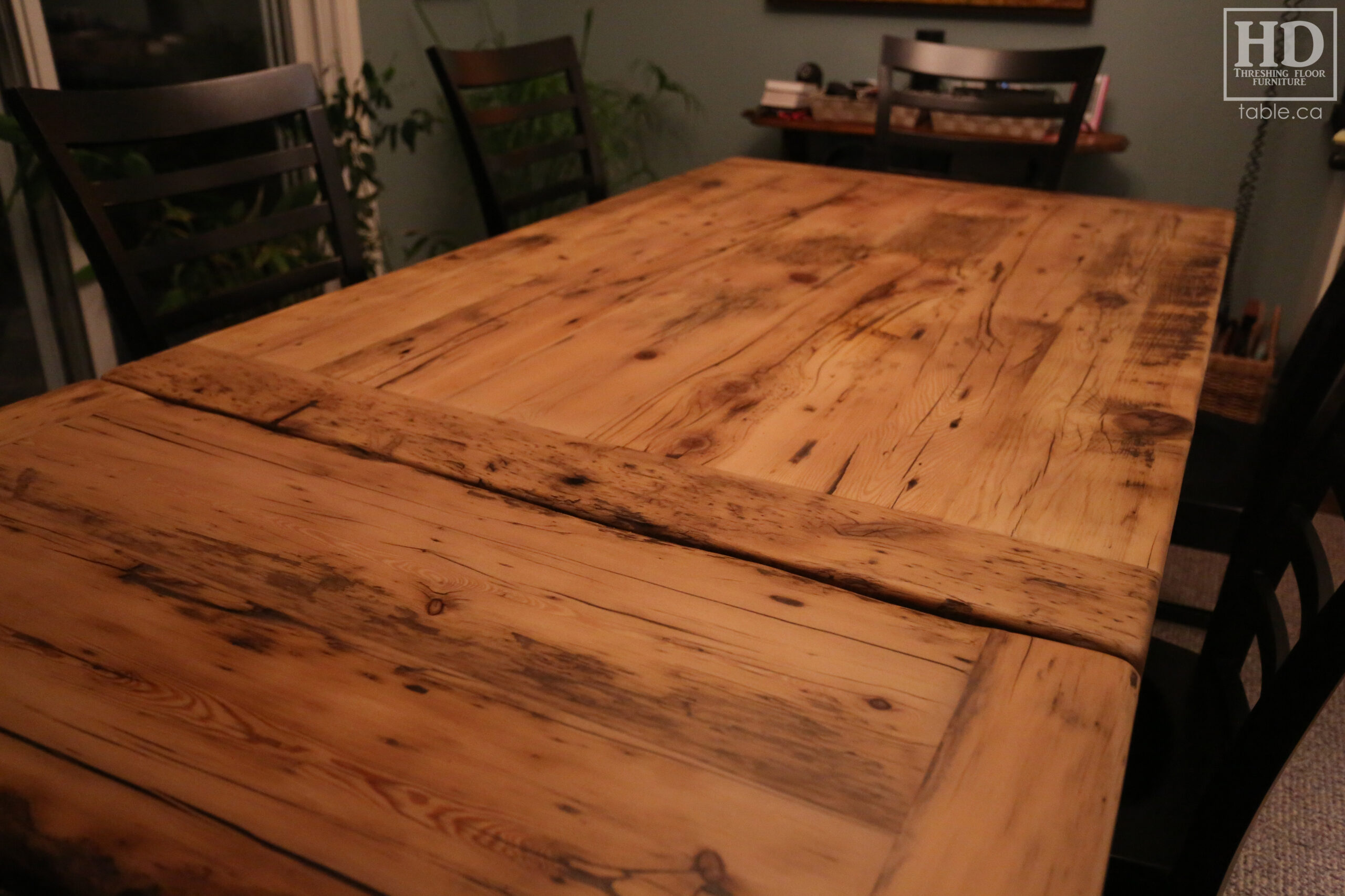 Custom Reclaimed Wood Table with Epoxy Finish by HD Threshing Floor Furniture / www.table.ca