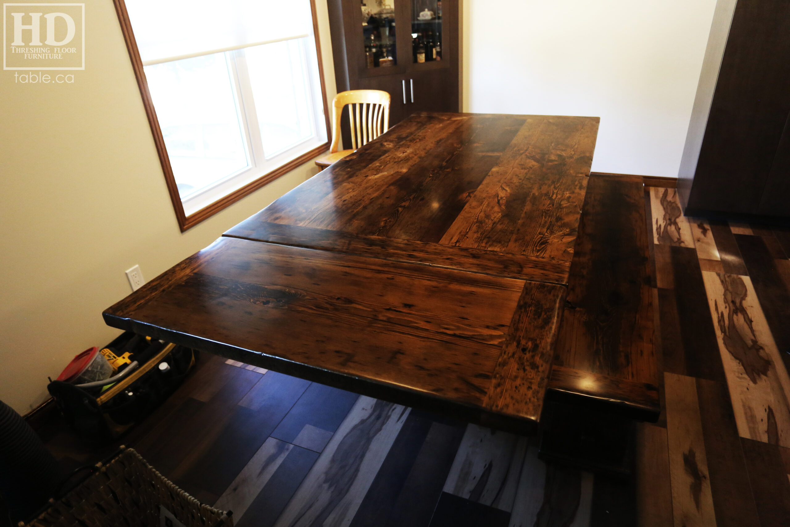 Dark Reclaimed Wood Table by HD Threshing Floor Furniture / www.table.ca