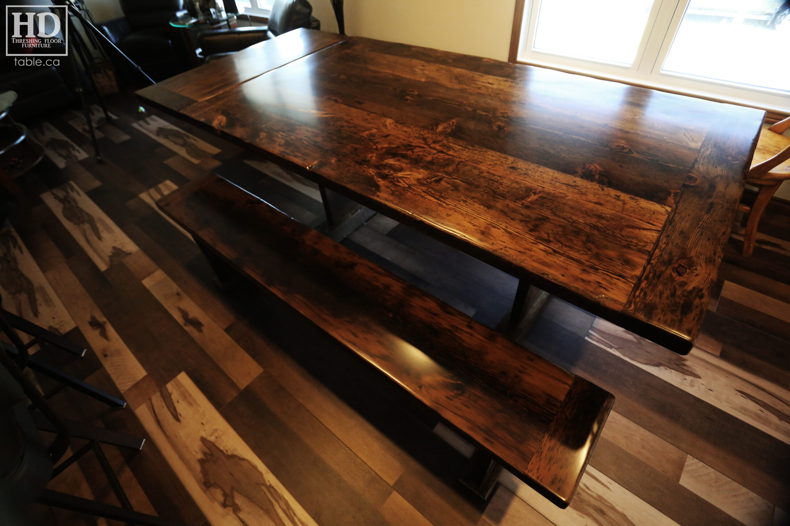 Dark Reclaimed Wood Table by HD Threshing Floor Furniture / www.table.ca