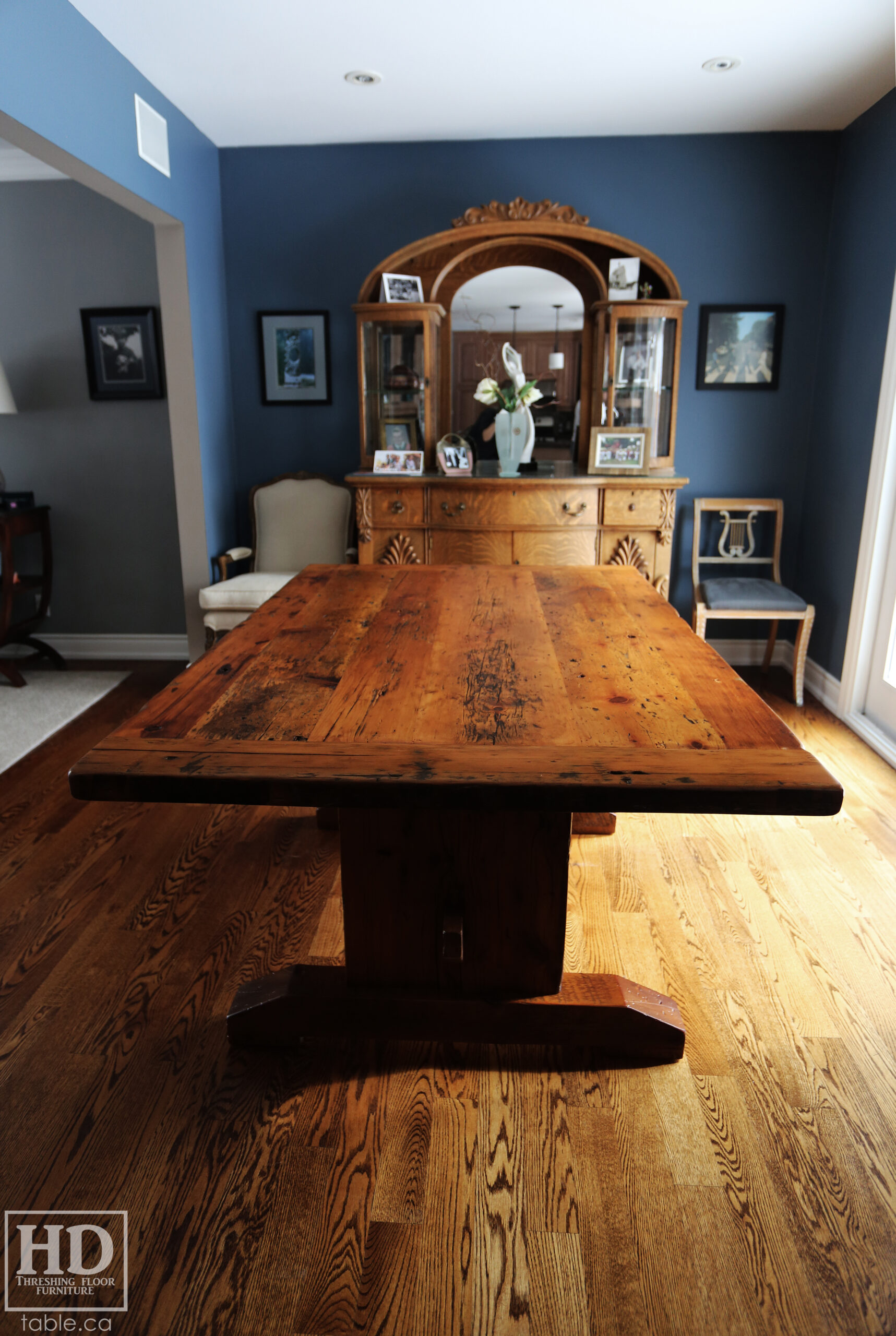 Distressed Wood Table with Polyurethane Finish [No Epoxy] by HD Threshing Floor Furniture / www.table.ca