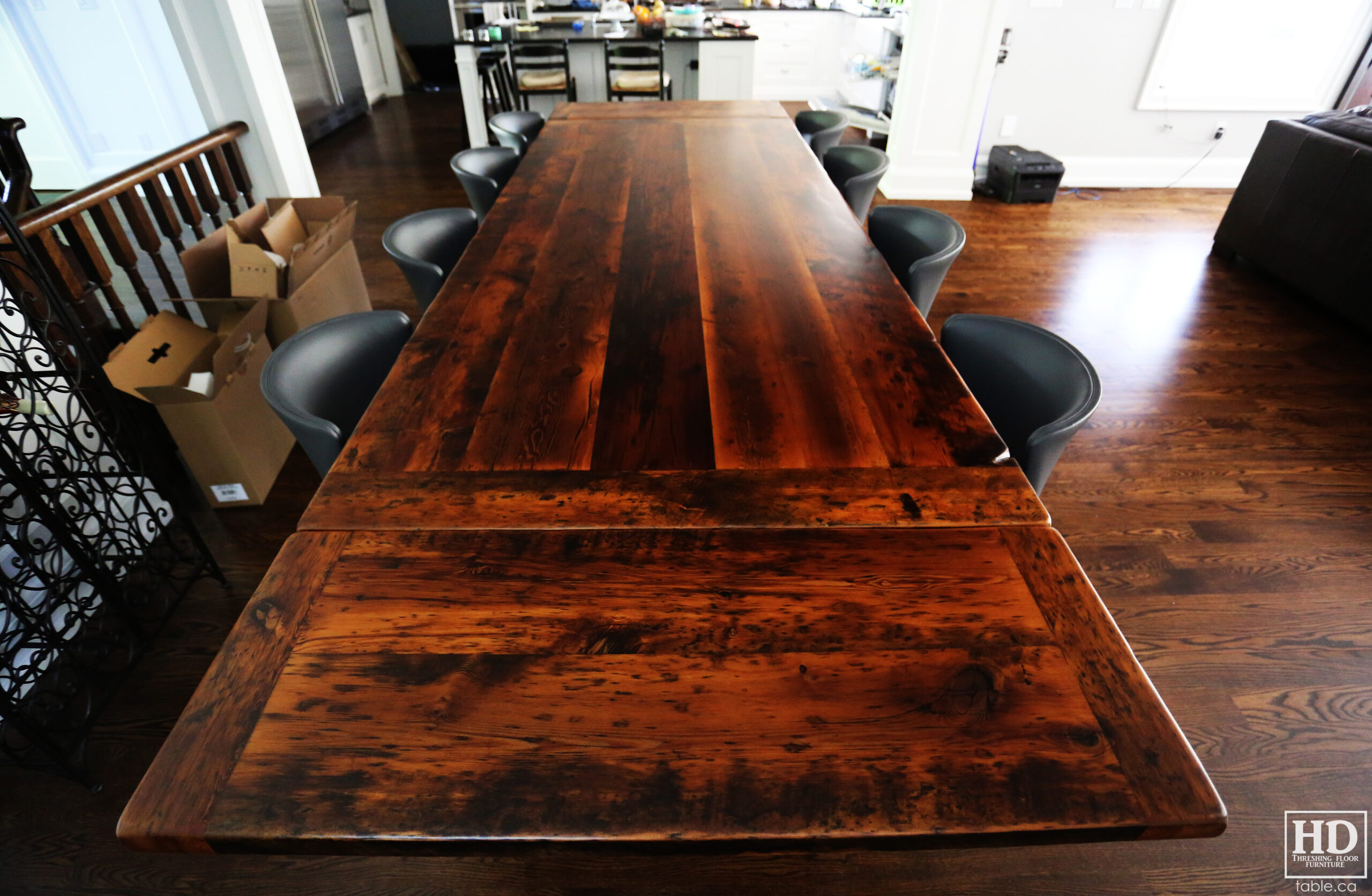 Extendable Reclaimed Wood Table made from Ontario Barnwood by HD Threshing Floor Furniture / www.table.ca