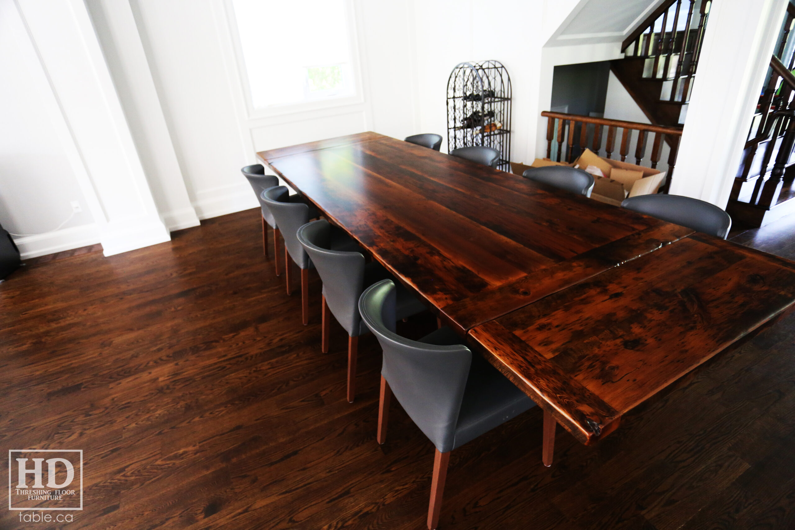 Extendable Reclaimed Wood Table made from Ontario Barnwood by HD Threshing Floor Furniture / www.table.ca