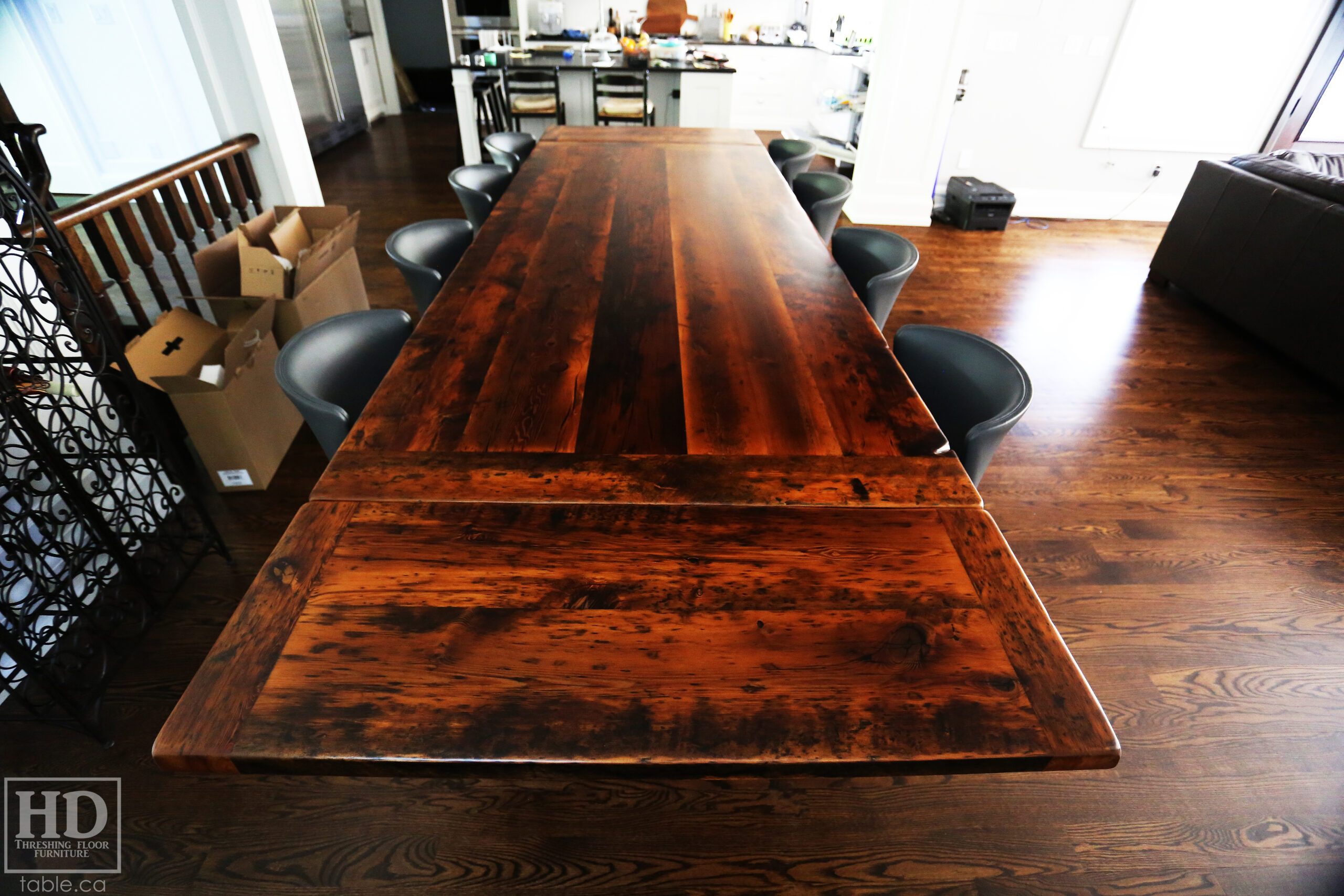 Extendable Reclaimed Wood Table made from Ontario Barnwood by HD Threshing Floor Furniture / www.table.ca
