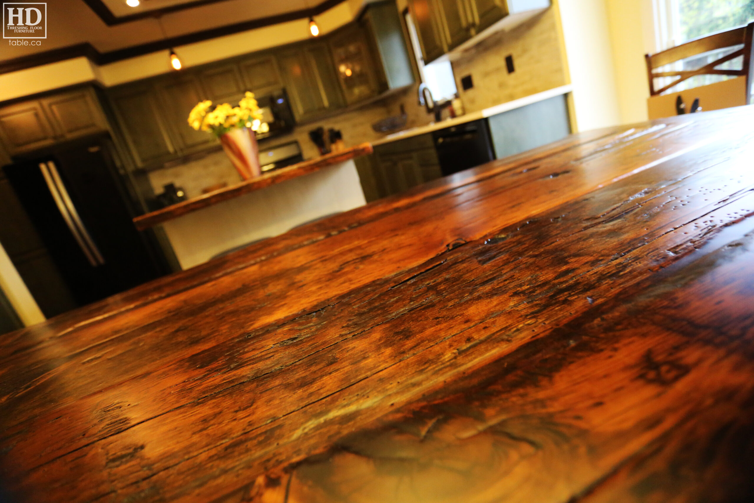 Light Coating Epoxy Table made from Ontario Barnwood by HD Threshing Floor Furniture / www.table.ca