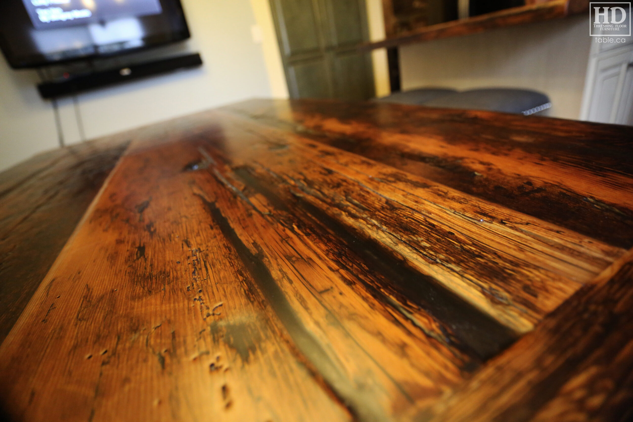 Light Coating Epoxy Table made from Ontario Barnwood by HD Threshing Floor Furniture / www.table.ca