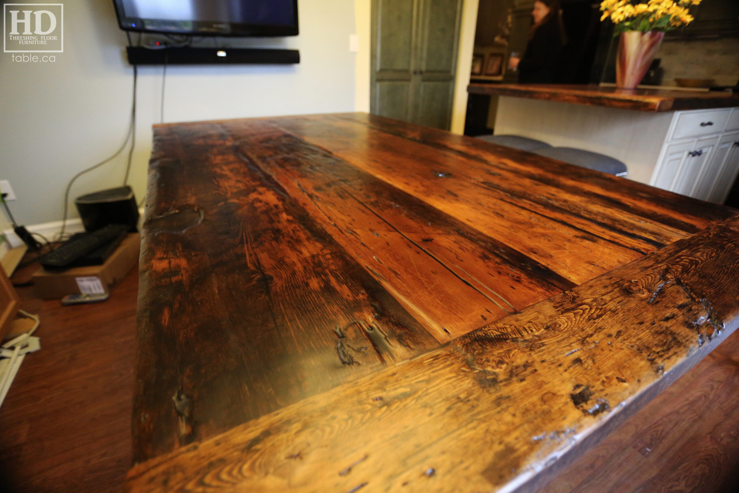 Light Coating Epoxy Table made from Ontario Barnwood by HD Threshing Floor Furniture / www.table.ca